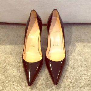 Christian louboutins navy patent pumps 36.5